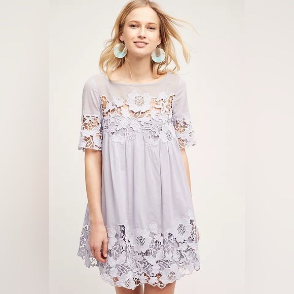 HOLDING HORSES Dresses & Skirts - Anthropologie Holding Horses Magnolia Lace Dress Lilac US 10 Boho Lace Mini